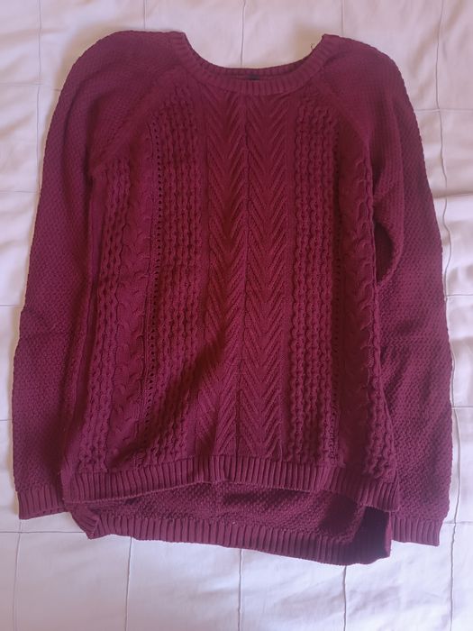 Malha comprida bordô S da Stradivarius