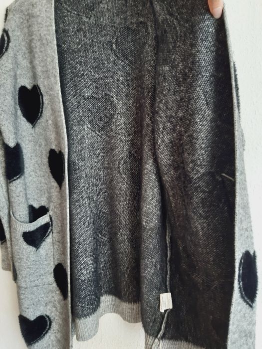 Vinceotto Alpaka Nowy długi szary kardigan gruby ciepły sweter plaszcz
