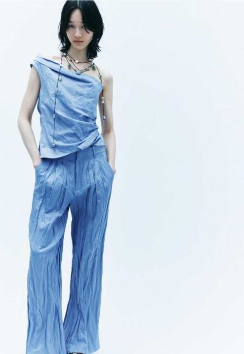 Костюм  zara S-M штаны брюки топ жатый