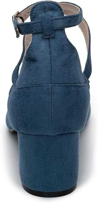 Niebieskie buty czółenka na słupku a'la zamszowe klasyczne szpic 41