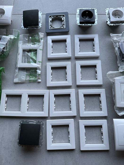 Zestaw osprzetu Schneider (asfora/sedna) gniazdka ramki wlaczniki