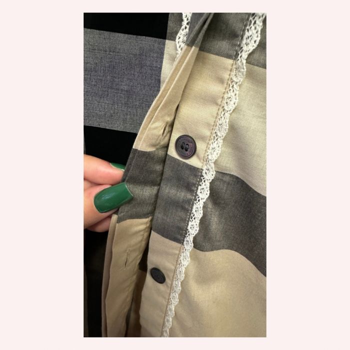 Burberry Check Camisa Algodao com estampa xadrez e renda