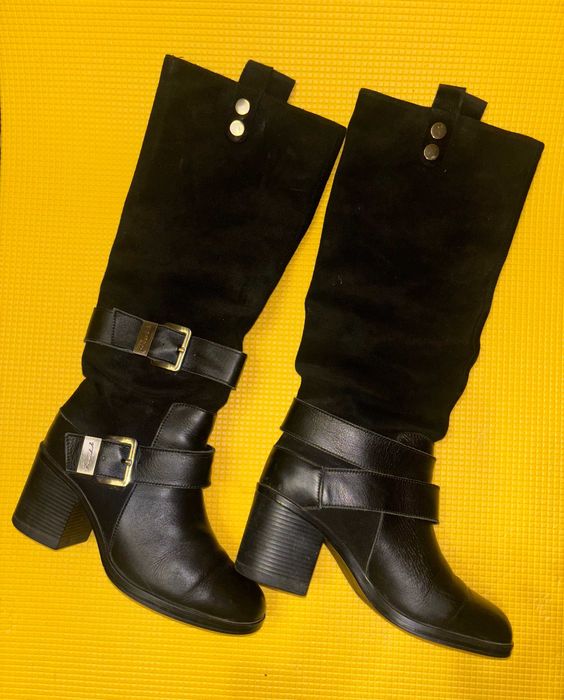 Чоботи жіночі шкіряні замшеві 39 розмір