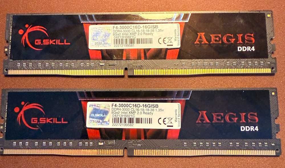 Memória RAM para desktop AEGIS G.SKILL 8 GB x 2 (16 GB) DDR4 3000 Mhz CL16