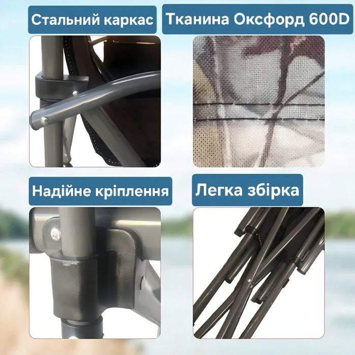 Розкладне крісло туристичне, стул, стілець для риболовлі дачі кемпінгу