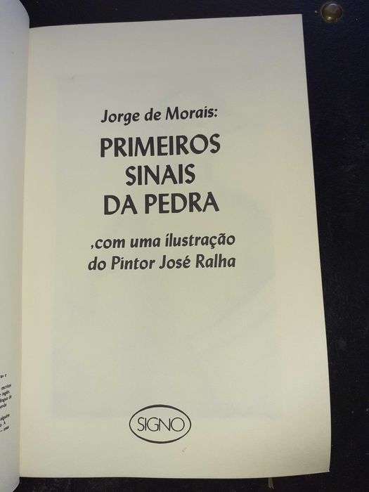Livro Primeiros Sinais da Pedra Com Autógrafo de Jorge de Morais