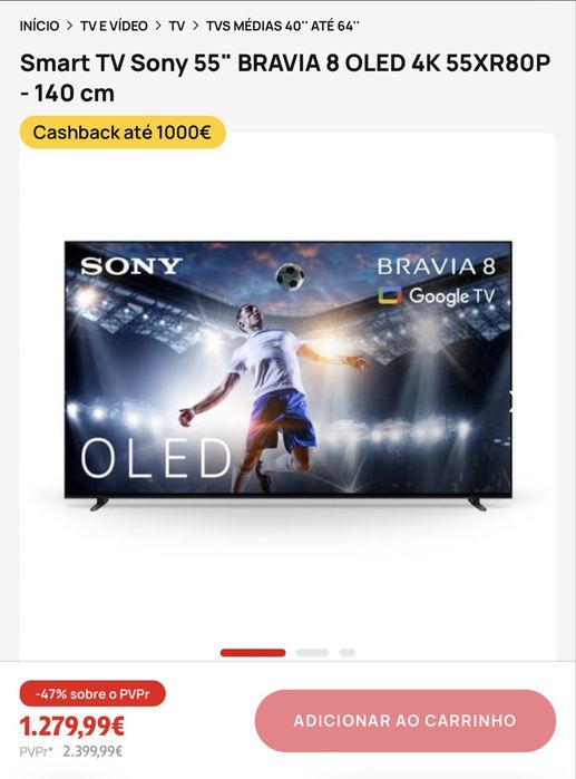 Smart Tv Sony 55 Bravia 8 Oled 4K 140cm ( NOVA NA CAIXA )