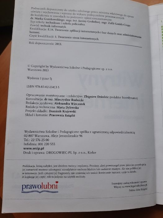 Witryny internetowe Kwalifikacja E.14.1