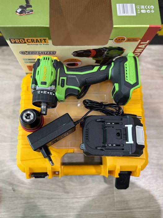 Шуруповерт акумуляторний Procraft PA18 Pro DFR (безщітковий, кейс, DFR