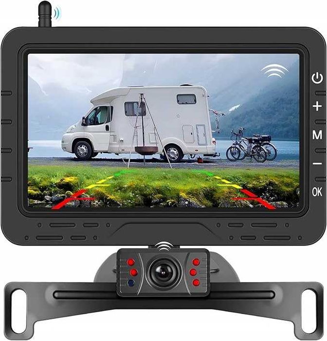 CAMECHO Zestaw kamery cofania do samochodu SYSTEM Z MONITOREM 4,3"