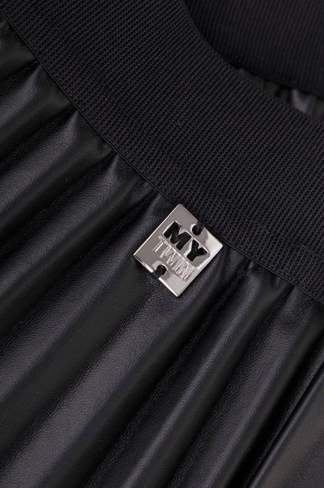 Плісована спідниця міді MY TWIN (Twinset) з екошкіри та сітки