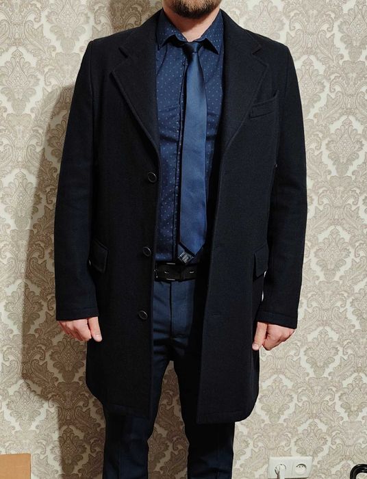 Чоловіче шерстяне пальто Італія Cotton&Silk розмір M ( 50-52)