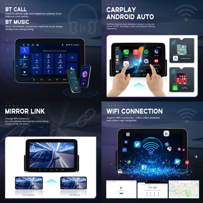 Rádio Android 7" 1DIN 4GB 64GB CarPlay Android Auto GPS (novo)