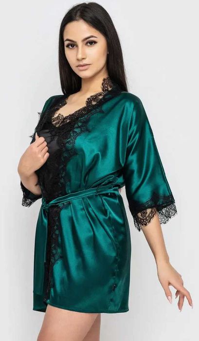 Жіночій домашній шовковий халат 42/44/46/48/50/52/54/56