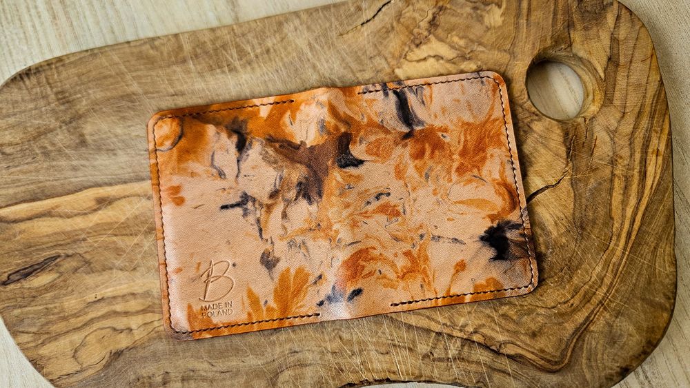 Borubar Skóroszyj - ręcznie barwiony skórzany mini portfel