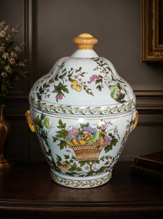 Pote com tampa porcelana pintada mão64861533151233121