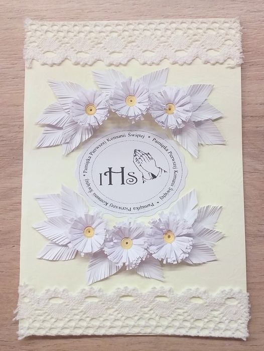 ODDAM  Kartki na Komunię Świętą RĘKODZIEŁO quilling scrapbooking