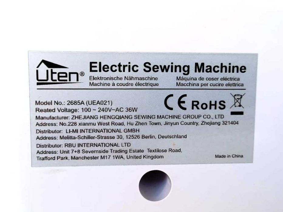 Máquina de costura portátil elétrica UTEN 2685A