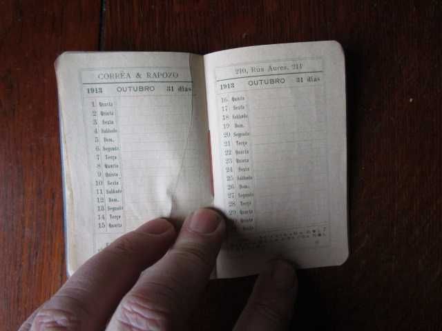pequena agenda brinde ano 1913 publicitário  calendário
