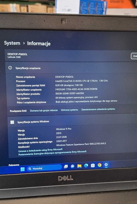 Laptop Dell Latitude 5590 i5-8350| 8GB RAM| 128GB SSD| 15,6"| W11
