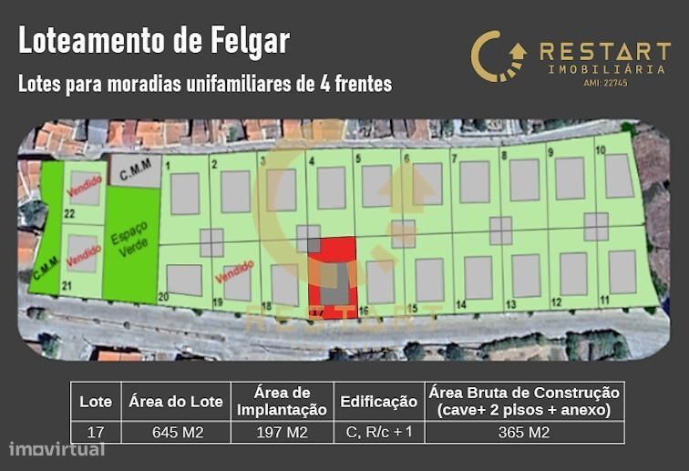 Vendo Lote para construção de moradia unifamiliar em Loteamento aprov