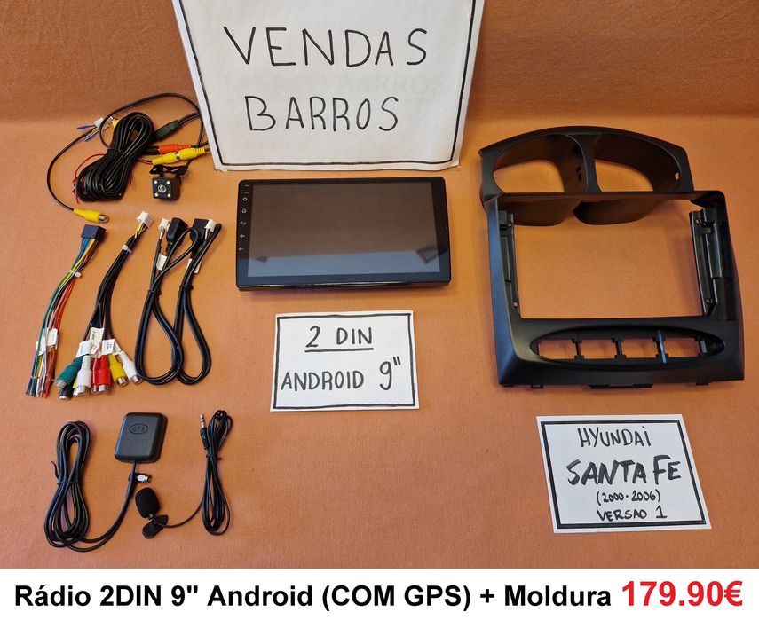 (NOVO) Rádio 2DIN 9" • Hyundai SANTA FE (2000 a 2012) Android [4+64GB]