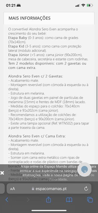 Berço cama convertível alondra unisexo