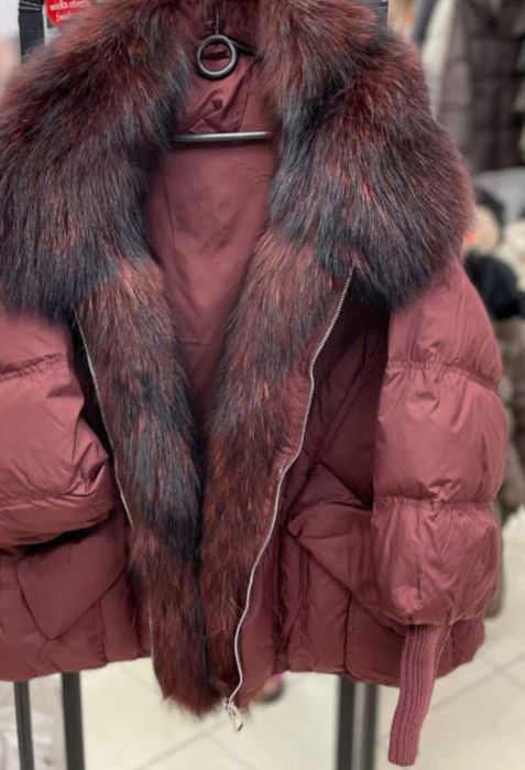 Kurtka puchowa zimowa nowa kolekcja lisy futro
