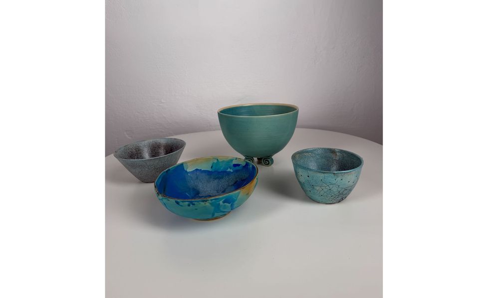 Zestaw 4 mis ceramicznych – ceramika artystyczna / studio pottery / raku