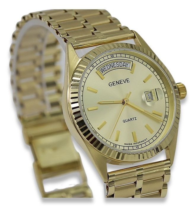 Złoty zegarek bransoletą męski 14k Geneve mw013ydy&mbw007y Wrocław Wr