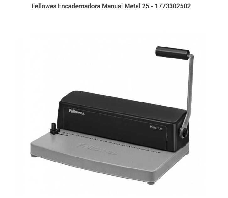 Encadernadora Manual Fellowes Metal 25 – Pouco uso