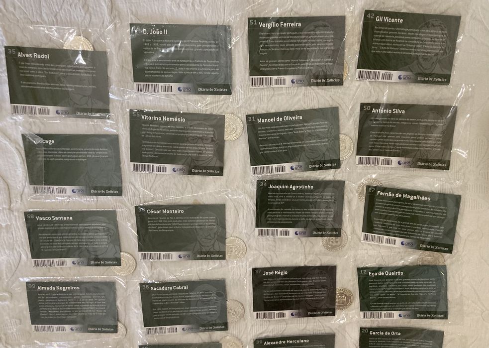 Coleção de moedas grandes figuras portuguesas