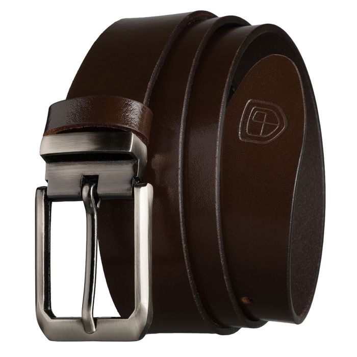 skórzany, elegancki pasek męski w brązowym kolorze