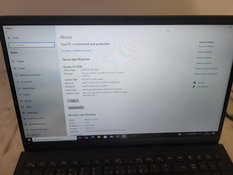 Portatil Acer vostro 15 8gb ram i3 11 geraçao