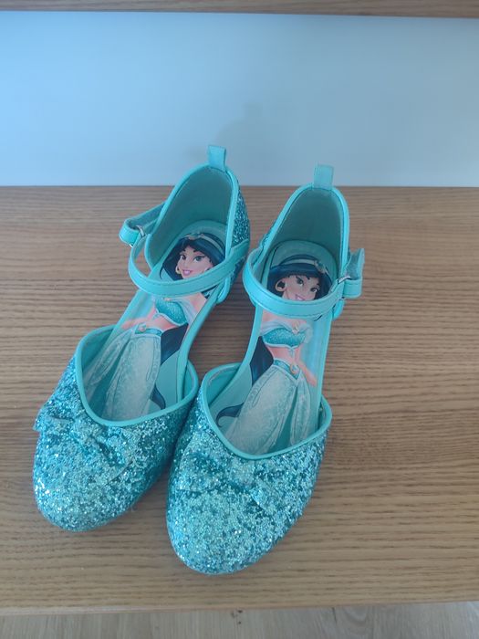 Buty  32,księżniczka Elza pantofle brokat turkus 20 cm