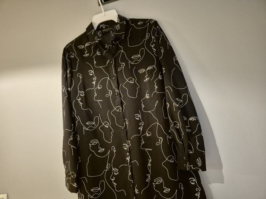 Czarna sukienka 34 XS Mohito twarze szmizjerka koszulową tunika guziki