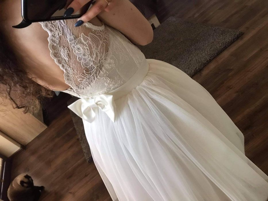 Sukienka okazja nowa ślub tiul biała xs 34