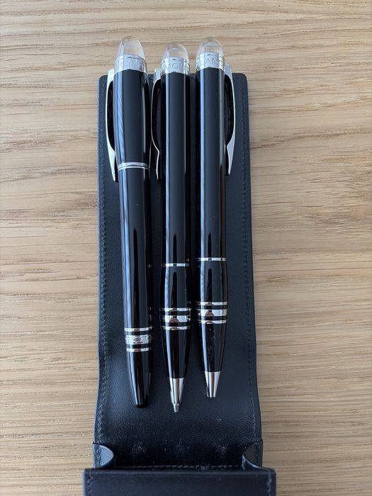 Conjunto Montblanc StarWalker (Tinteiro, Esferográfica, Lapiseira) + Bolsa Pele – Full Set