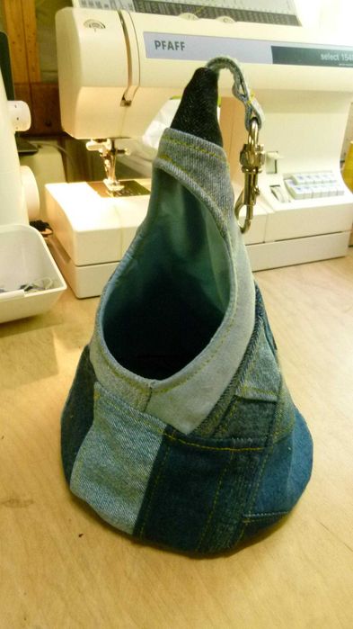 Saco de molas de roupa em patchwork de ganga "Tipi"
