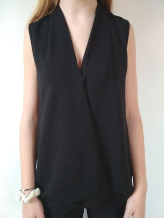 Bluzki czarne S koronka