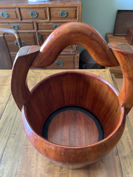Antique Oriental Wooden Bucket