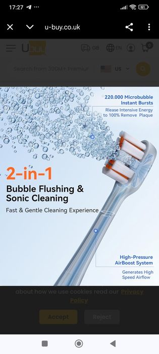 Це електрична зубна щітка RANVOO AirJet PH3.