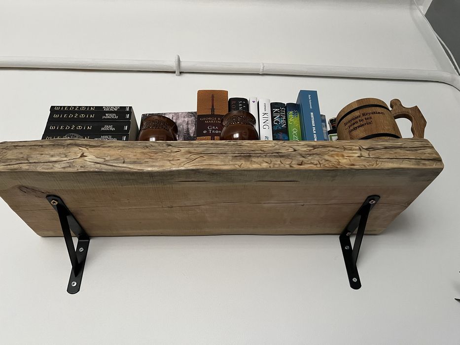 Półka scienna masywna z grubego litego drewna