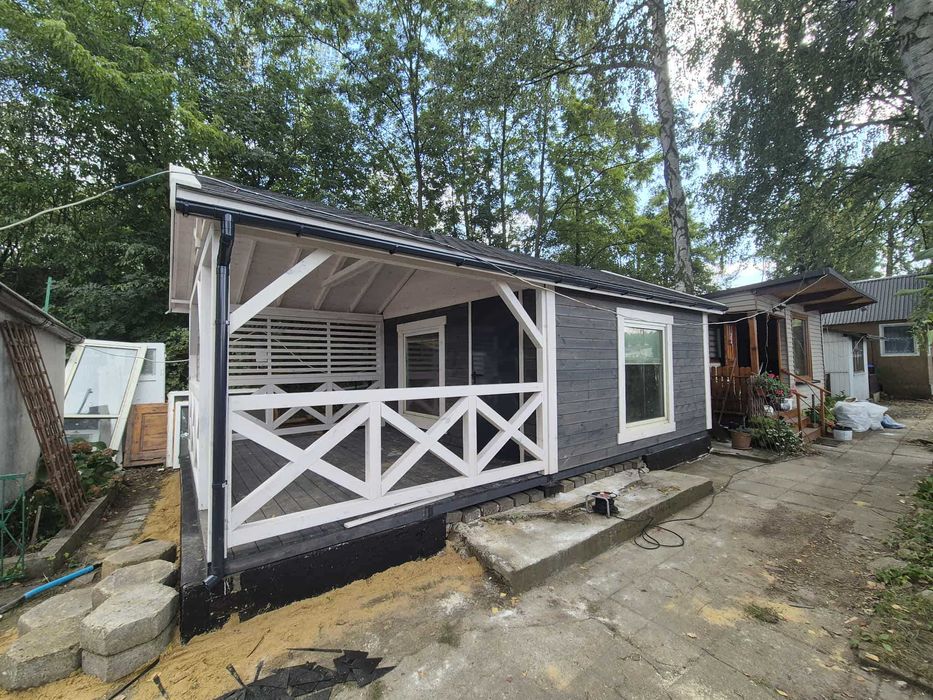 • • • • Domek letniskowy • • • • DAREK V 4x8 m z tarasem DREWNOTRIK