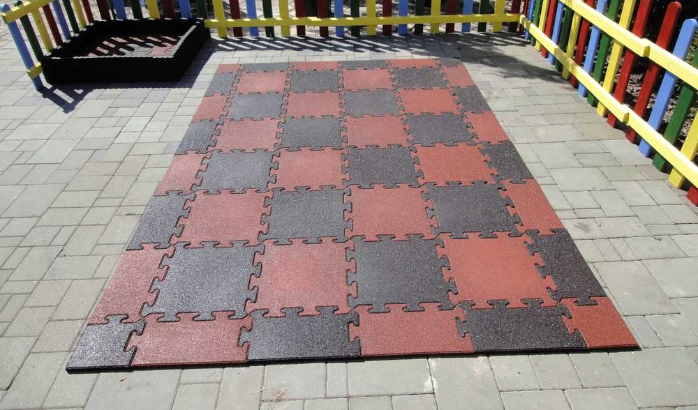 Puzzle gumowe mata podłoga nawierzchnia czerwona 20mm 40x40