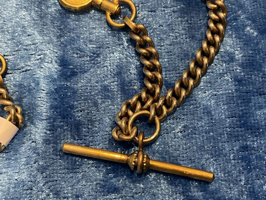 Corrente para relógio de bolso vintage yellow metal com chave