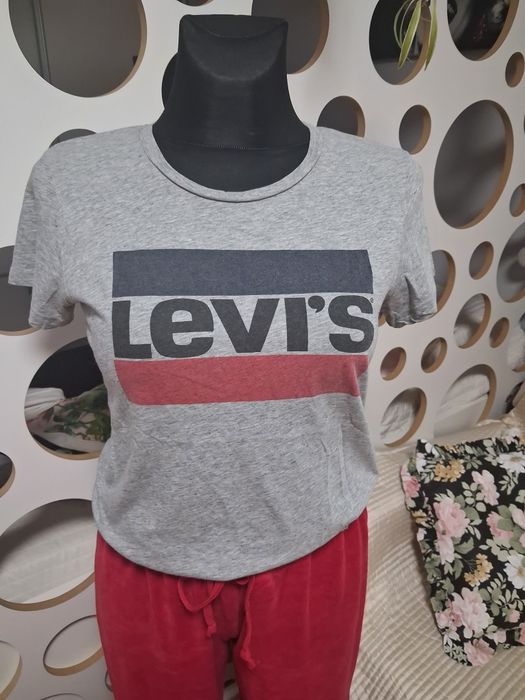 Szary T-shirt Levi's +welurowe szwedy
