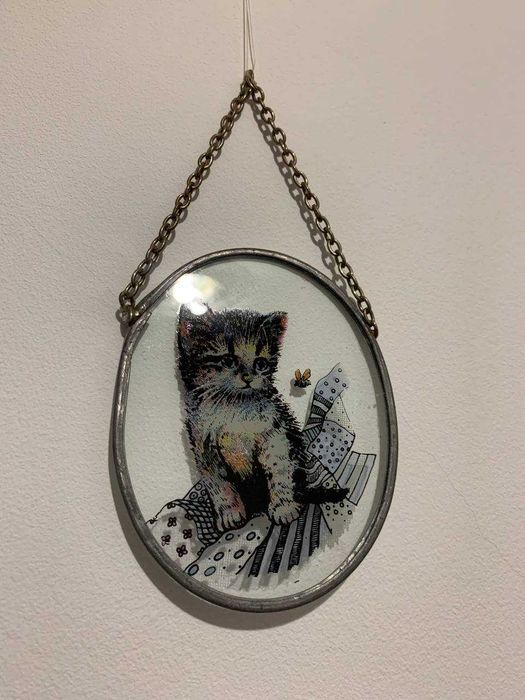 Стеклянный подвесной декор с росписью и рисунками витраж