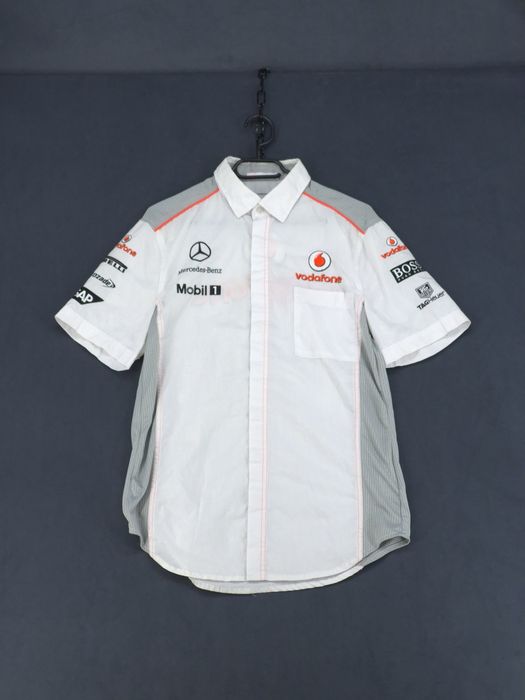 Vintage Vodafone McLaren Mercedes koszula krótki rękaw F1 motorsport S