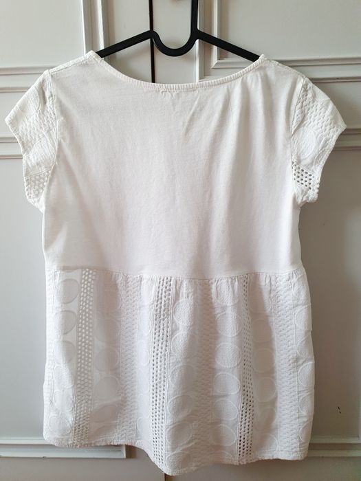 Biała bluzka ażurowa / koronkowa krótki rękaw Candida